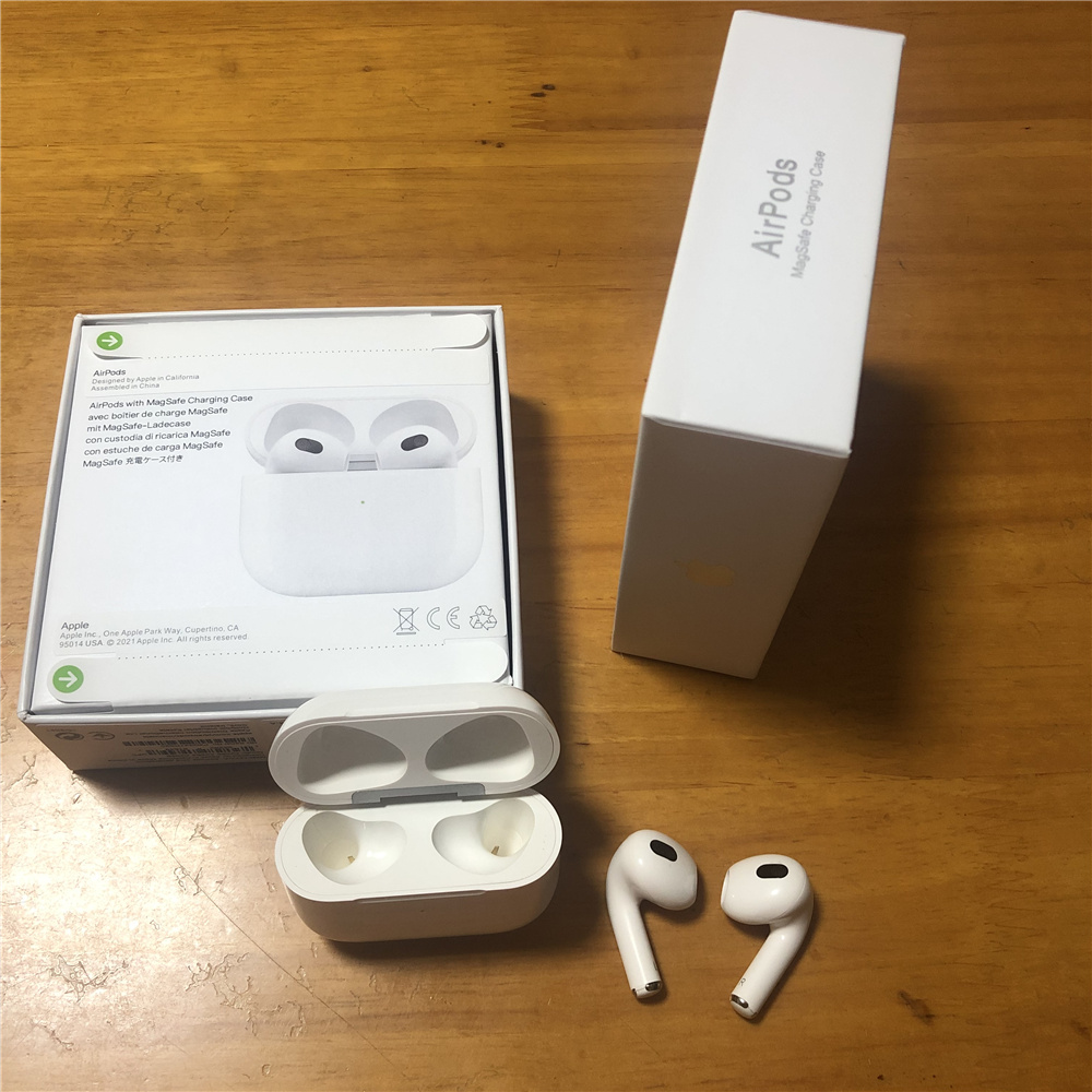 

Airpods 3rd Generation 2021 Newest Air Pods 3 Wireless Bluetooth Earphones Spatial Audio Magsafe Charging Case Rename GPS PK H1 AP3 Pro AP2 TWS Bluetooth Headphones, White