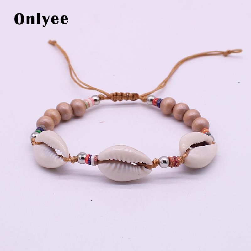 

Beaded, Strands Onlyee Fashion Jewelry Natural Wooden Beaded Bracelet Exquisite Shell Bracelets For Women Gifts Specials Promotions, Black