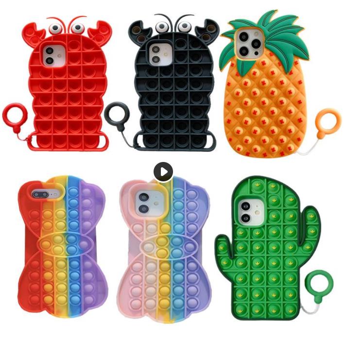 

toys Push Bubble Phone Cases For Iphone 12 11 Pro Max X XS XR 7 Plus 8 Relive Stress Relief Fidget Toy Soft Silicone gel Cover w1122