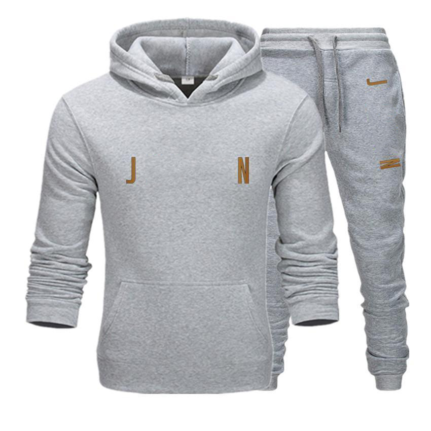 

Hoodies Men's Sportswear Sets Casual Tracksuit Men 2 Piece Sweatshirt + Sweatpants Suit 2021 Autumn Winter Hooded Thick Top Male, Gray