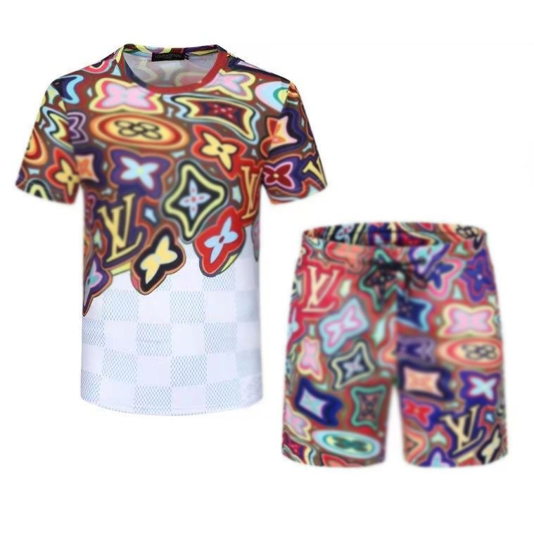 

Italian summer men's designer sportswear fashion beach seaside vacation style shirt shorts suit hip-hop printed pattern sweatshirt size -3XL, Gray