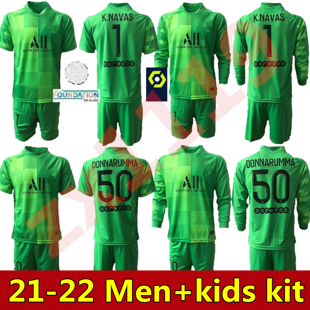 

21 22 adult Men kits Youth Germain Long Sleeve Soccer jerseys GK 2021 2022 Goalkeeper 1 Keylor Navas Jersey 50 Gianluigi Donnarumma Kids kit Football Shirt, As pic