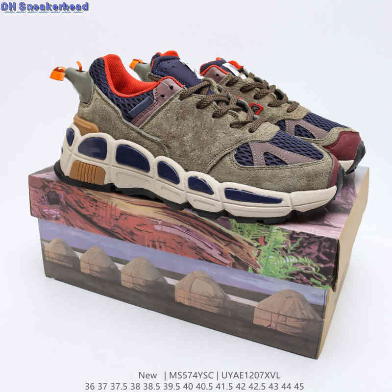 

2022 dress shoes Salehe Bembury Yurt sneaker runner suede genuine leather upper fashion SBS ABZORB ROLLBAR breathable MS574YSC MS574YSB, Grey 36-45