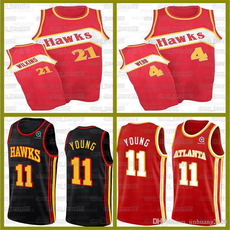 

Trae 11 Young Jersey Hawks Spud 4 Webb 6 LeBron 23 James Jerseys Atlanta Basketball Lakers New 24 Bryant 8 Basketball, Black;red