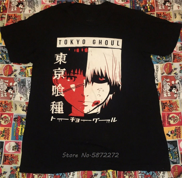 

Tokyo Ghoul Anime Manga T Shirt Funimation Kaneki Ken Cartoon Nice Loose T-shirt Men Tee Shirts, Black