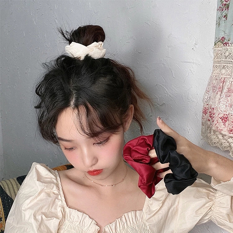 

Best Selling Set Elastic Tie Hair Silk Satin Headband Ponytail Large Intestine Hair Tie Rope Accessories Wholesale