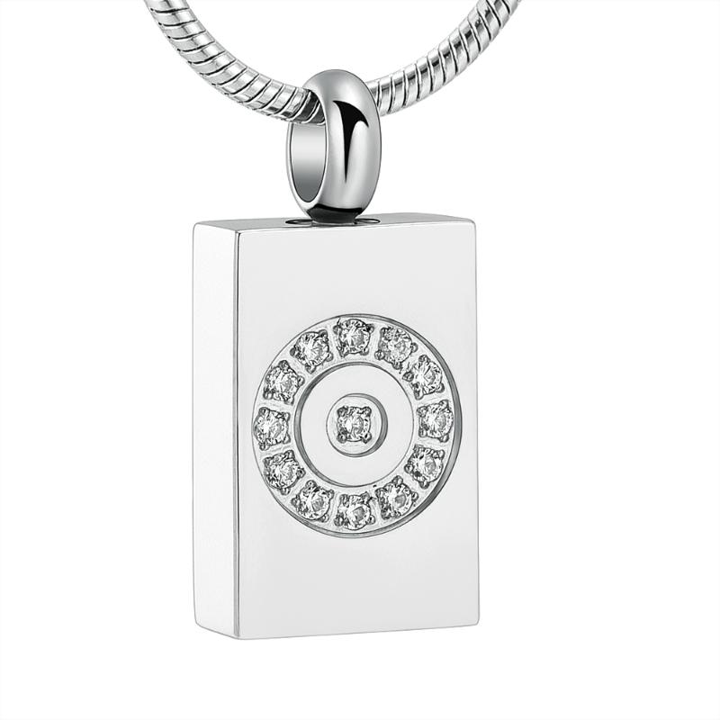 

Pendant Necklaces Rectangle Urn With CZ Stones Stainless Steel Memorial Necklace Jewellery For Human Pet Ashes Holder Funaral Casket
