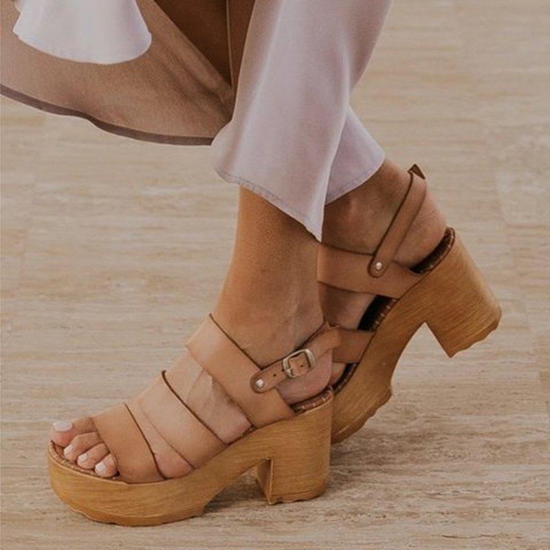 

Women Summer Plus Size Sandals High Heels Shoes Woman Vintage PU Leather Platform Open Toe Sandalias Mujer Sapato Feminino D402, Black