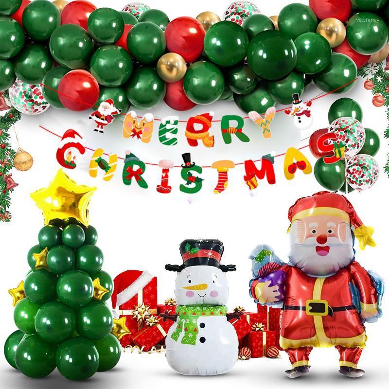 

Party Decoration Christmas Balloon Arch Set With Banner Colorful Latex Aluminum Film Creative Xmas Background Wall Decor TA