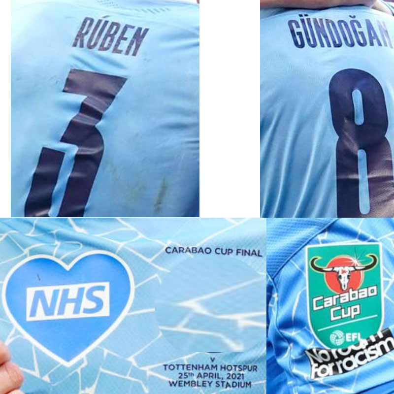 

Carabao Cup Final Jersey 2021 Player Issue De Bruyne Laporte G. Jesus Sterling Mahrez Kun Aguero Gundogan American College Football Wear Shirt, Final game