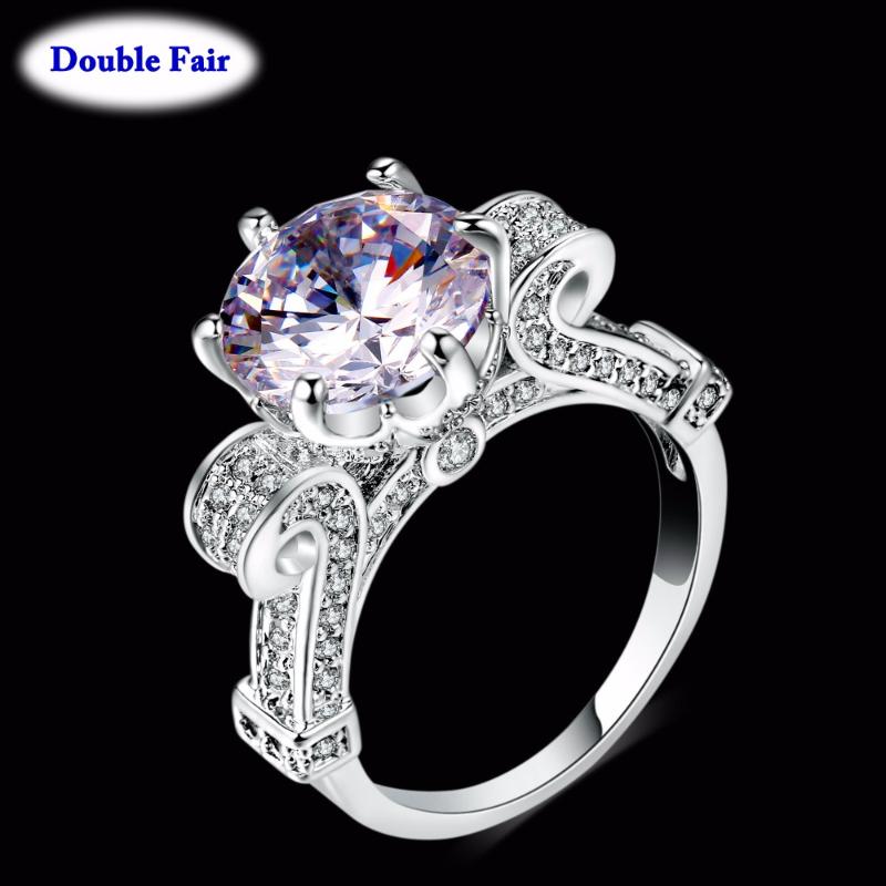 

Cluster Rings Nobleness Cubic Zirconia Silver Color Brand Flower Fashion Wedding Jewelry Crystal For Women DWDD007, Golden;silver