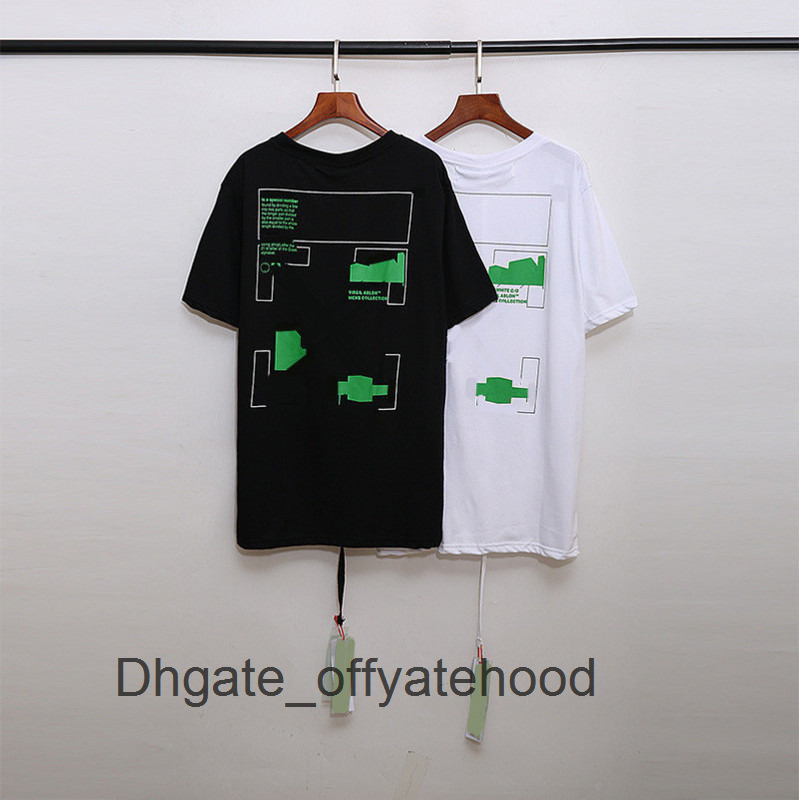 

Summer Fashion Brands Offs t Shirts Men's Ow Religious Oil Painting Direct Spray Arrow Tshirts Hip Hop Short Sleeve Loose Men Women Whi, White;black