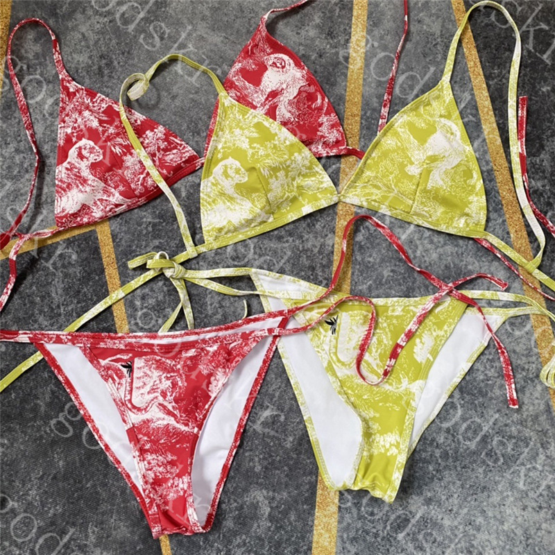 

Fashion Print Womens Bikini Two Piece Classic Women Triangle Swimwear Textile Summer Holiday Ladies Swimsuit Suit, Please contact me real picture