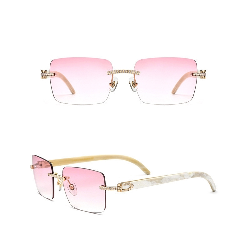 

70% Off Online Store Belight Optical Nature Black White Buffalo Horn Rinestone Square Rimless Men Women Sunglass Unique DesignCase Free shiping 10070