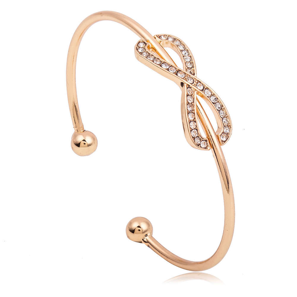 

Hand catenary Korean personalized simple Bracelet 8-word diamond mouth alloy bracelet Yiwu jewelry girl, Golden;silver