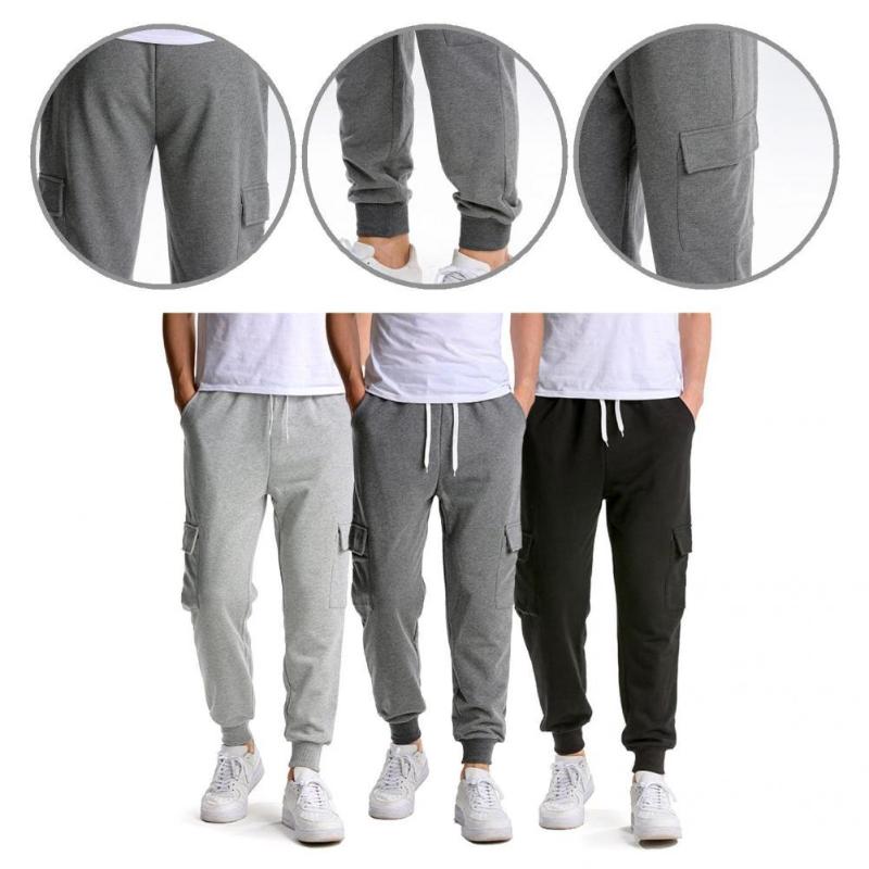 

Men's Pants Unique Close Fit Side Pocket Sport Trousers 3 Colors Stretchy, Black