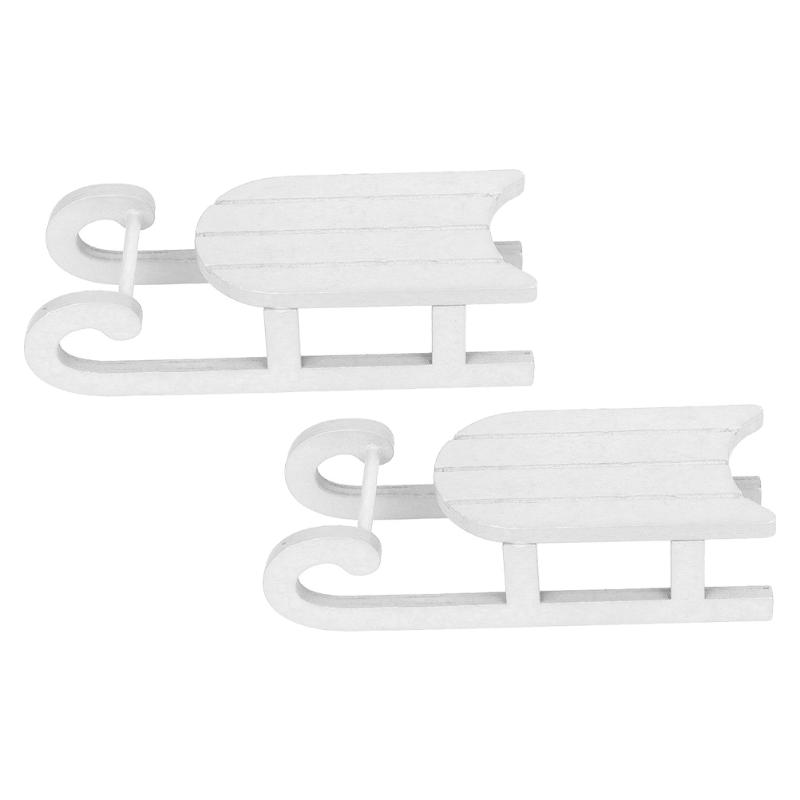 

Christmas Decorations 2PCS Sleigh Decoration Creative Sled Ornaments Desktop Decor (White)