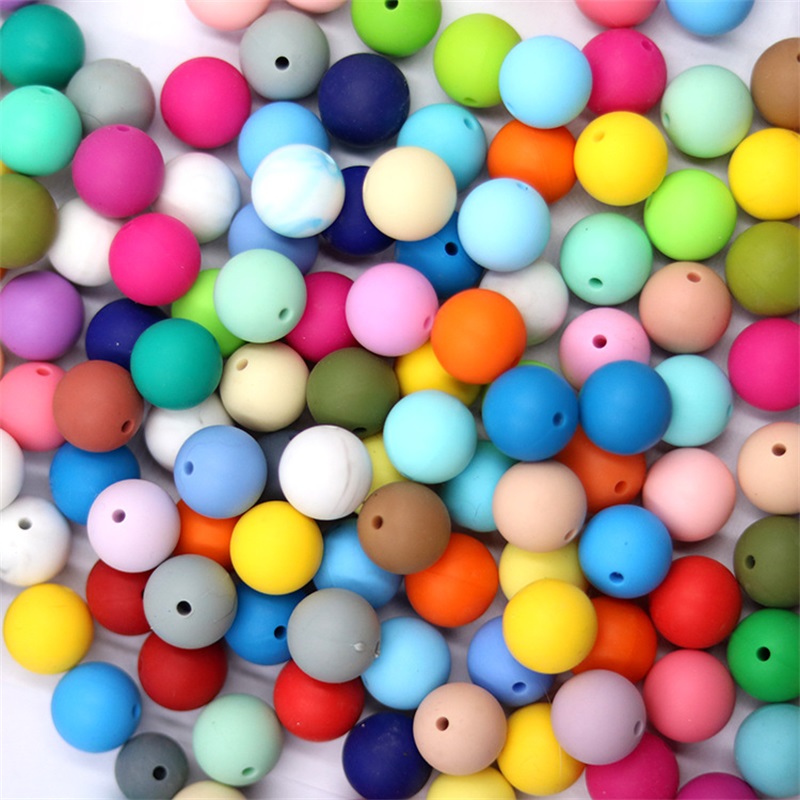 

Silicone Bead Wholesale 500pcs/lot Silicone Beads 12mm & 15mm Round Shape Baby Teether BPA Free DIY Teething Accessory 2644 Q2