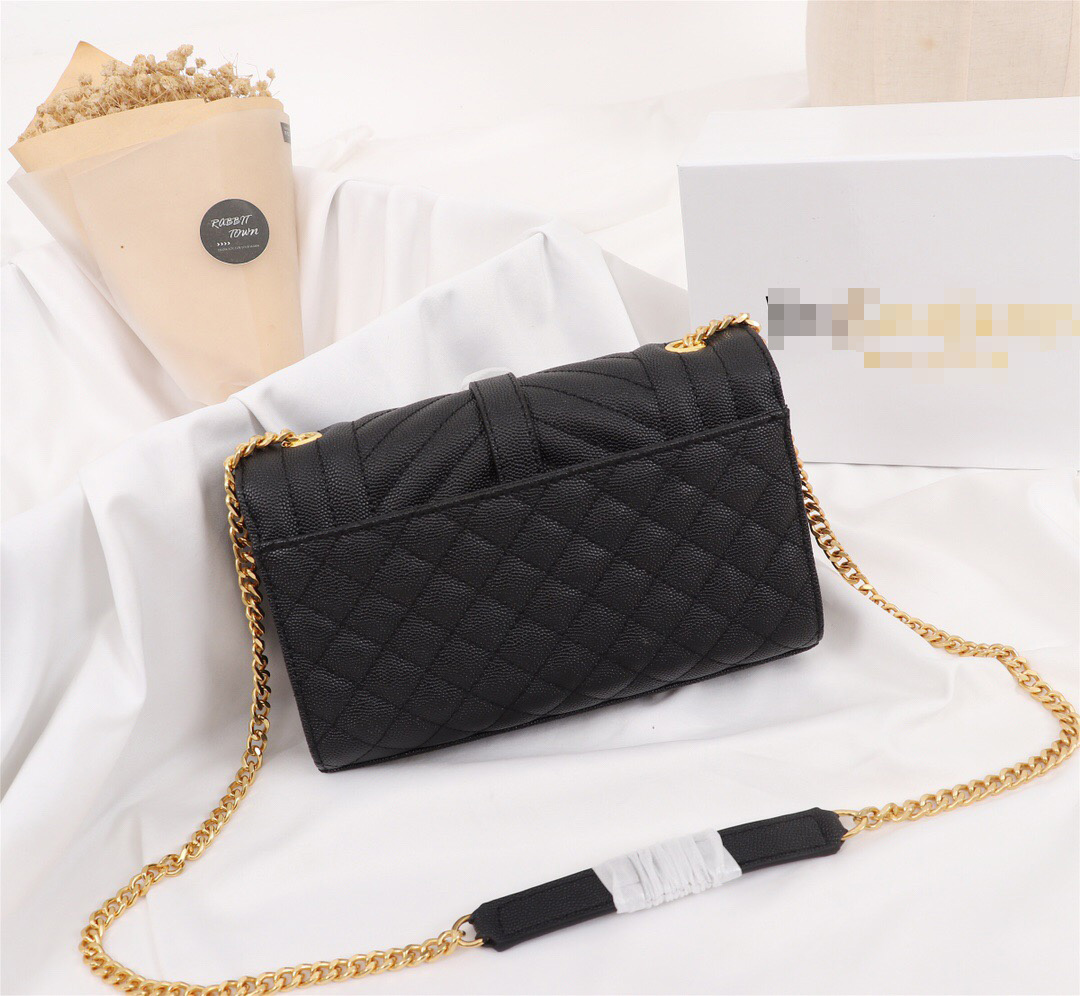 

5A Bags Wholesale Lambs Messenger Bag Female Fashion Shoulder Wallet Caviar Leather Gold And Silver Chain Handbags Brand Classic Purse
