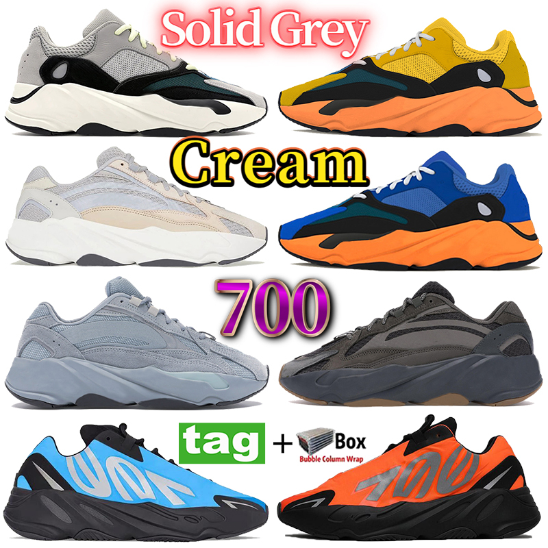 

Runner 700 men women running shoes Solid Grey Cream Sun Bright blue Enflame Amber Static Phosphor Bone graffiti reflective sneakers trainers with box, Bubble wrap packaging