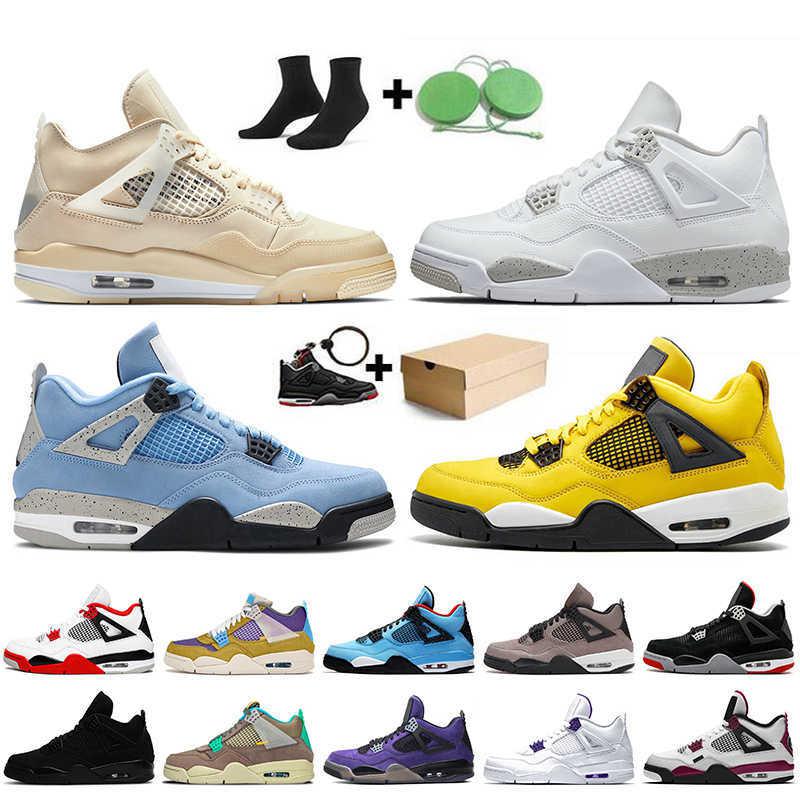 

2021 With Box Womens Mens Jumpman 4 4s Basketball Shoes Sail White Oreo University Blue Fire Red Taupe Haze Travis Bred Trainers Sneakers, C26 40-47