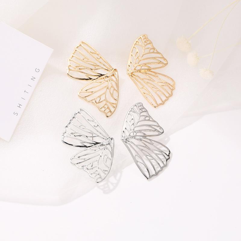 Stud Style Exaggeration To Hollow Out Butterfly Fan Creative Earring Earrings Trend-image-704424339