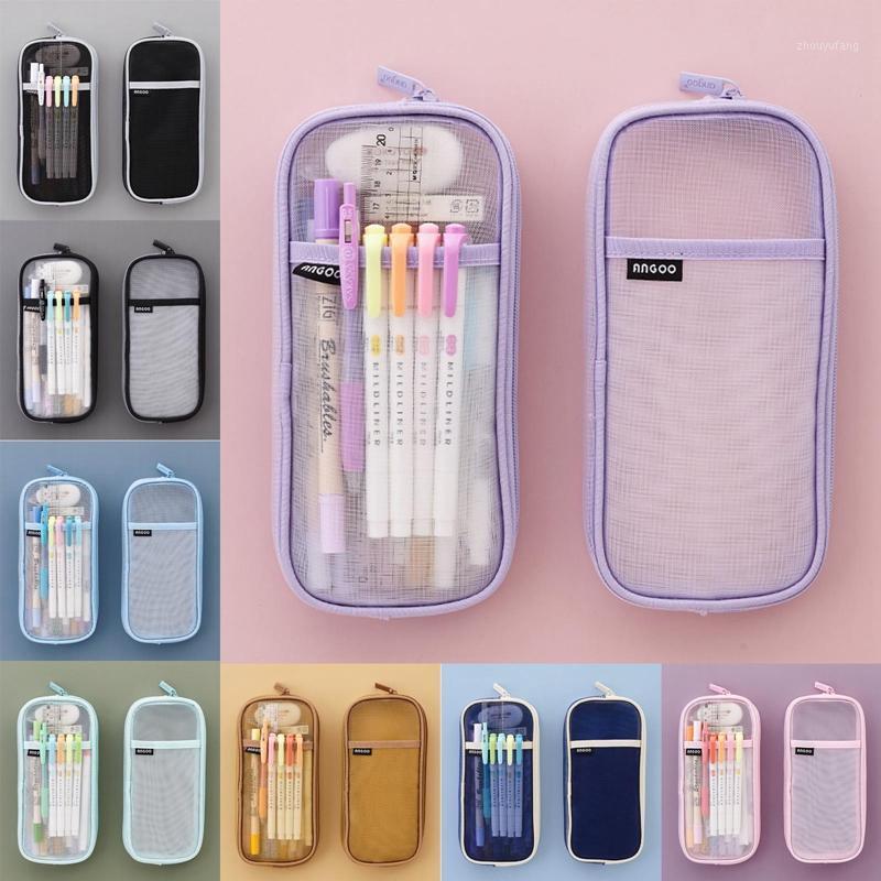 

Pencil Cases 23*2*11cm Large-capacity Medium Mesh Case Multifunctional Transparent Pen Bag Box School Supplies For Student