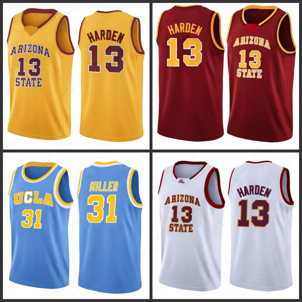 

NCAA Campus Bear UCLA Basketball Jerseys Russell 0 Westbrook Reggie 31 Miller College Mens Wade 33 Allen 3 Iverson 13 Harden Kevin 35 Durant 09, Black;red