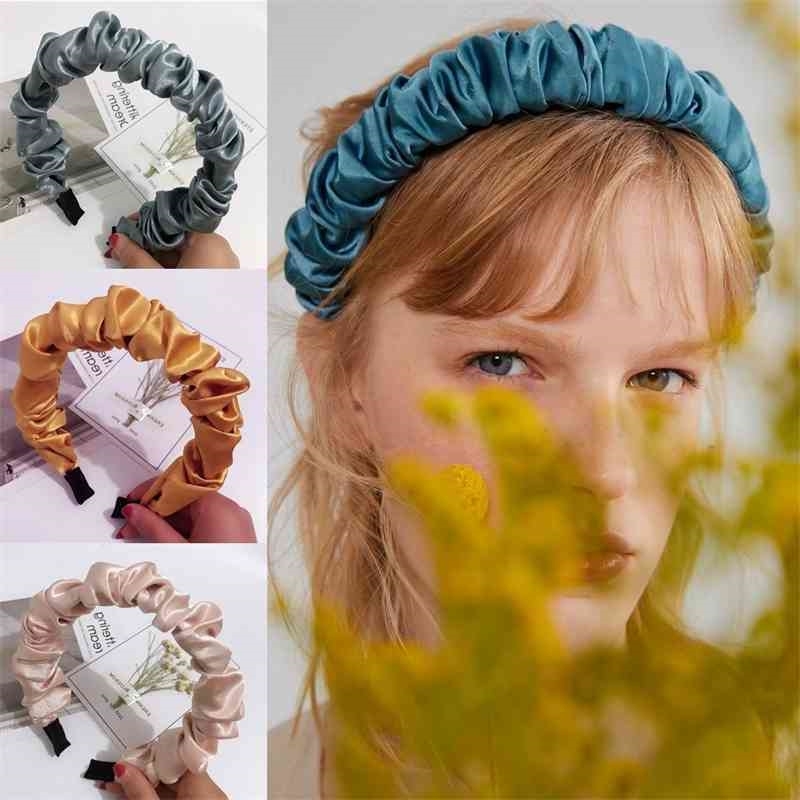 

fold simple Solid satin high-grade fabric large intestine solid color head hoop ornament ins hair band