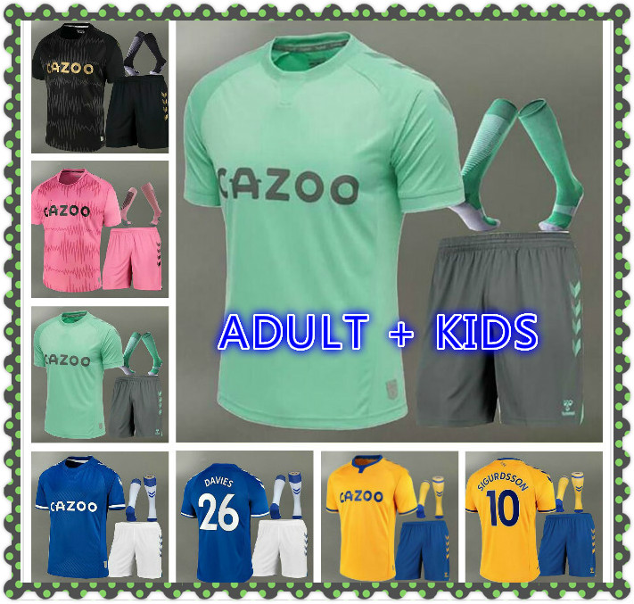 

adult kids kit 20 21 JAMES WALCOTT Soccer Jerseys 2020 2021 JAMES RICHARLISON SIGURDSSON WALCOTT KEAN goalkeeper football shirt set uniforms, Black;yellow