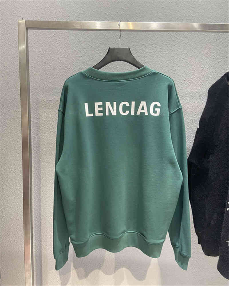

Men's Hoodies & Sweatshirts Correct version 21 early autumn back printed lettered ins men's and women's loose Terry round neck sweater YA6U, Green