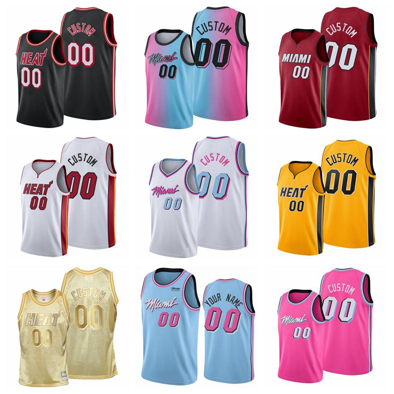 

Miami Heat Basketball Jerseys 3 Dwyane Wade 22 Jimmy Butler 14 Tyler Herro 13 Bam Adebayo #00 Custom Stitched Mens 2021-22 City Edition NBA, Black;red