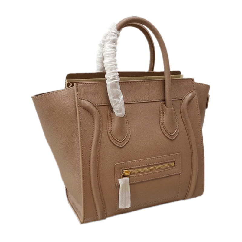 LUGGAGE MINI 31*31*18 CM Genuine Calfskin Bag Litchi Grain Leather Handbag Celin Brand Smile Face Lady Tote Luxury Designer Two Handles Shopping