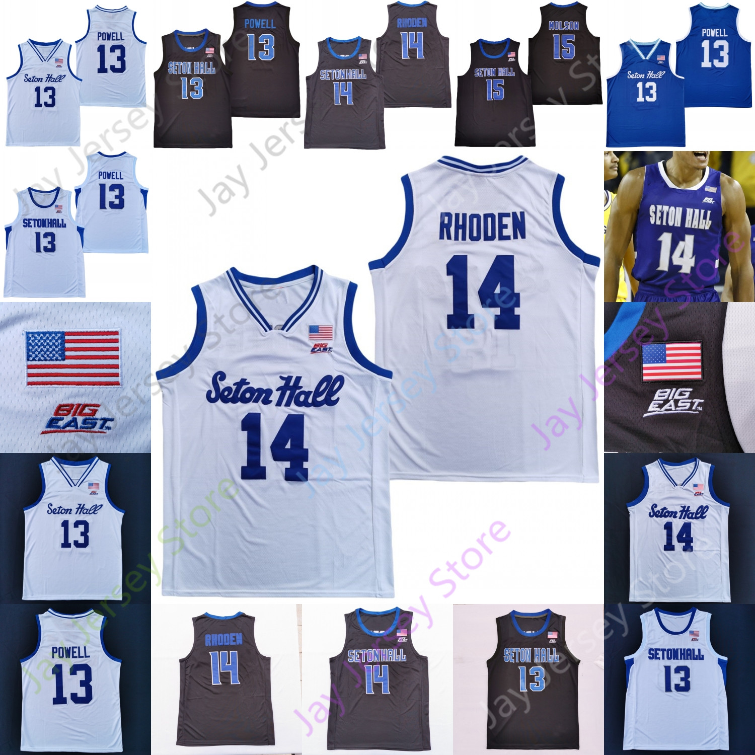 

Seton Hall Basketball Jersey NCAA College Myles Powell Jared Rhoden Tray Jackson Bryce Aiken Myles Cale Tyrese Samuel Long Jamir Harris Mamukelashvili McKnight, Blue i