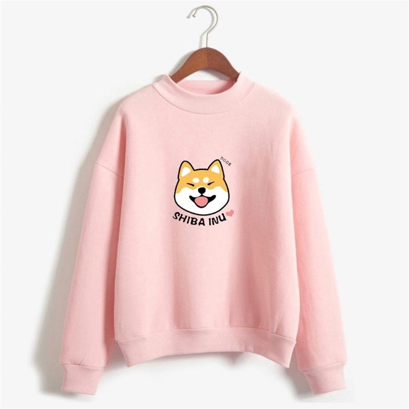 

Women Harajuku Hoodies Fleece Autumn Kawaii Cute Japanese Anime Shiba Innu Pullover Kpop Sweatshirt Moletom sudadera mujer 210607, Pink