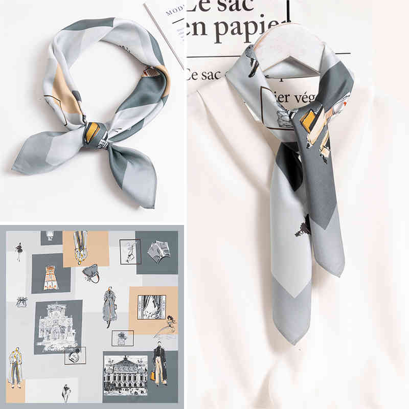 

2021 Spring 100% Square Women Natural Pure Silk Wraps Shawls Necker Scarf for Ladies Female Bandana Kerchief