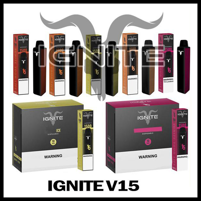 

Original IGNITE V15 1500 Disposable E-cigarettes Device Kit 1500Puffs 850mAh Battery 5.1ml Prefilled Cartridge Pod Stick Vape Pen GEEK BAR CAKE 8