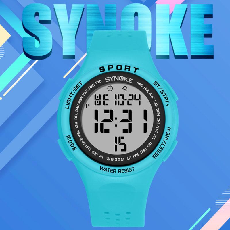 

Wristwatches SYNOKE Relogio Masculino Fashion Women's Men Watches Ultralight Big Dial Sport Watch LED 30M Waterproof Students Wristwatch 202, White watch