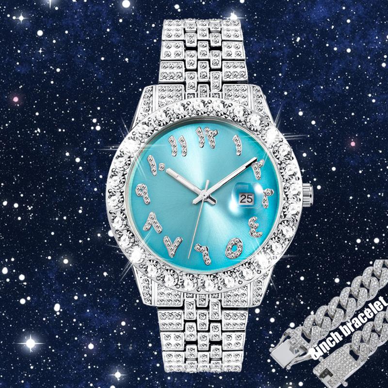 

Wristwatches Watch Men Iced Out Luxury Watches For Hip Hop All Diamond Mens Quartz 8inches Cuban Chain Fashion Jewelry Male Clock, Gold