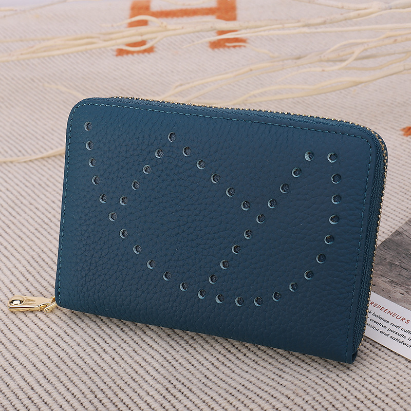 

Purse Black Friday Women's bag top leather laser perforated short women's purse, Sky blue