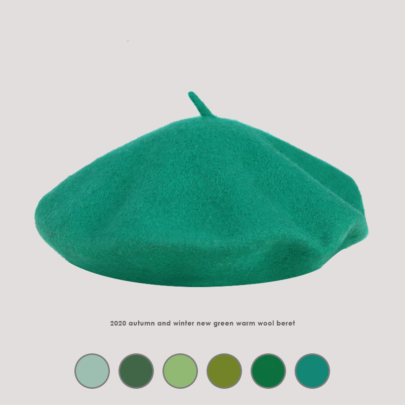 

Fitted Hat Autumn and Winter Green New Light Board Beret Casual Wild Elegant Painter Hat Fresh Pumpkin Hat Autumn and Winter, Mint green