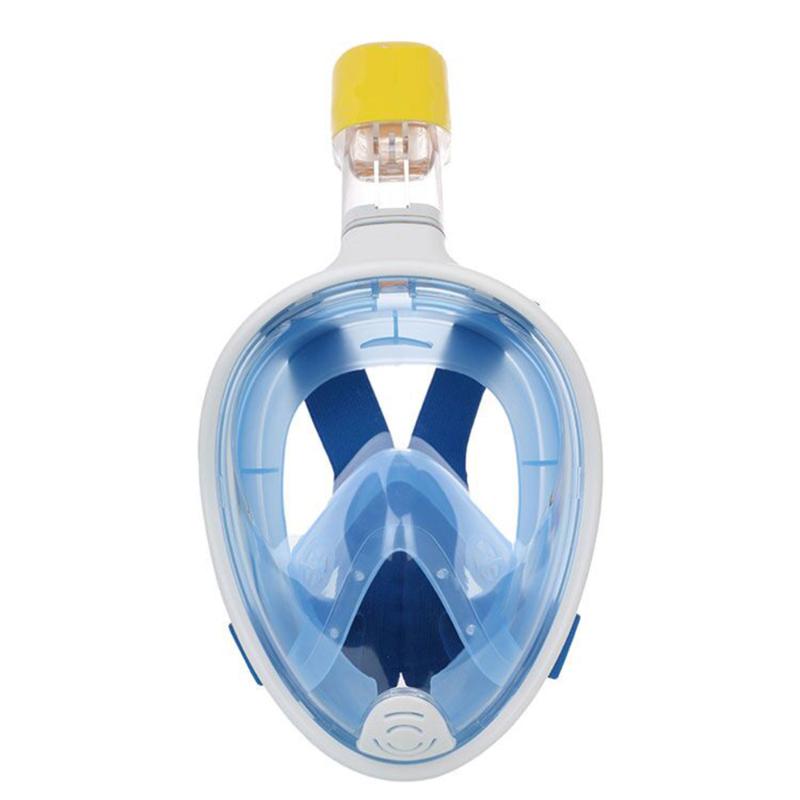All Dry Silicone Snorkeling Suit Anti-fog Diving Mask Full Face Design Snorkel Equipment Size S/M Blue Masks-image-686952028
