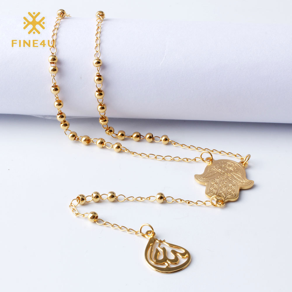 

FINE4U N109 Long Rosary Beads For Women 316L Stainless Steel Penguin Pendants Gold Chain Necklaces
