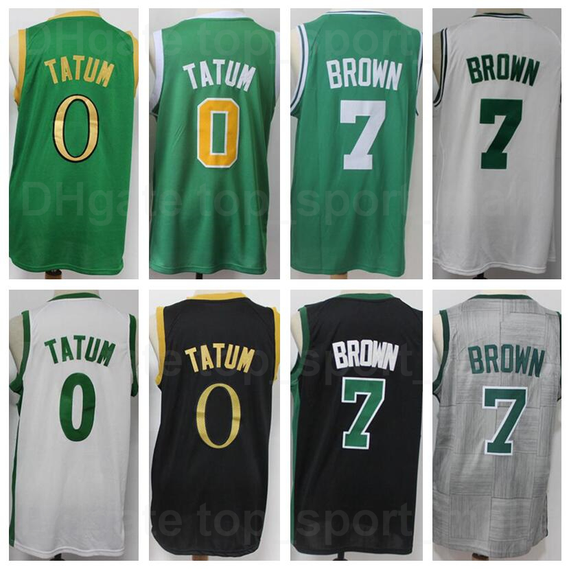 

Men Basketball Jaylen Brown Jersey 7 Jayson Tatum 0 Breathable Pure Cotton Black Green White Grey Team Color Away For Sport Fans Excellent Quality On Sale, 0 black
