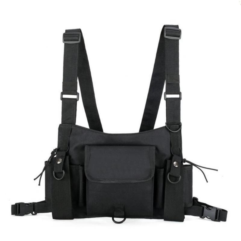 

Outdoor Bags Tactical Chest Bag Molle Military Combat Front Pack Vest Hip Hop Backpack Detachable Strap Zipper Pockets Hunting, Black s