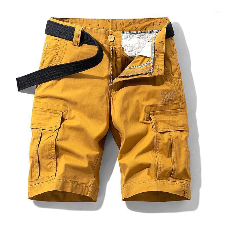 

Men's Shorts SummerMilitary Solid Loose Workout Cargo Multi-Pockets Male Casual Short Pants Embroidery No Belt, Blue