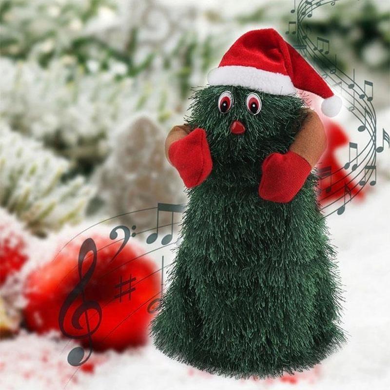 

Christmas Decorations Electric Musical Santa Claus Plush Toy Doll Funny Cute Green Electronic Xmas Tree Toys Decoration