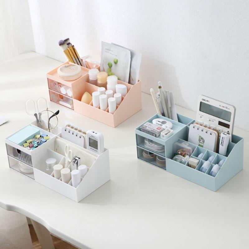 Makeup Storage Case Nail Polish Rack Lipstick Cosmetic Holder Organizer Space-saving Desktop With Drawer-image-700997569