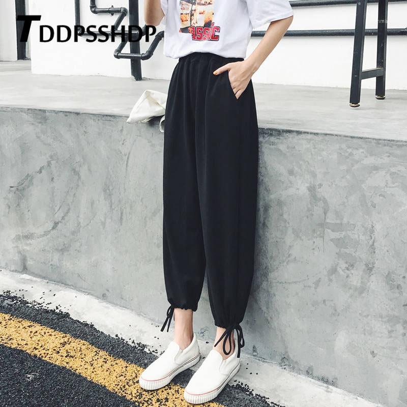 

Women's Pants & Capris Wide Leg Women Spring Harajuku Loose Korean Black Color Bloom Trousers, Black;white
