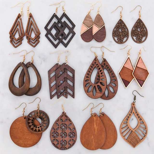 

Dark Brown Hipster Earrings Laser Cut Wooden Earrings
